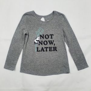 Justice Girl's Long Sleeve Gray Tee Size 6 " Panda Not Now, Later" Logo